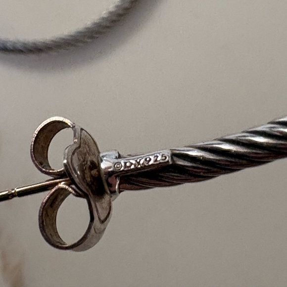 David Yurman Twisted Silver Hoop Earrings - Picture 8 of 9